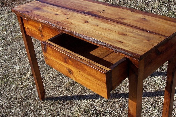 Console Table With Drawers, Wooden Writing Desk, Solid Wood Desk, Nostalgic Decor, Vintage Style Desk, Reclaimed Wooden Table, Side Table