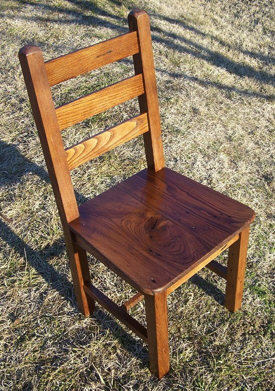 Kitchen Chair, Wood Dining Chair, Ladderback Chair, Farmhouse Dining Chair, Rustic Side Chair, Wormy Chestnut Chair, Chair With Back