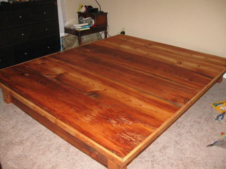 Platform Bed Frame, Reclaimed Wood Bed Platform, Queen Bed Frame, King Bed Platform, Single Bed Frame, Bed With Drawers, Pine Platform Bed