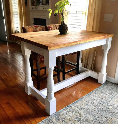 Kitchen island butcher block table - Modern mid century wood kitchen island - Bohemian kitchen dining table
