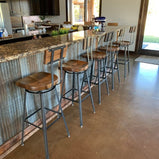 FREE SHIPPING- Swiveling Bar Stool With Back, Counter Stool, Scooped Seat Brewster, Tractor Seat Industrial Stool for commercial or home