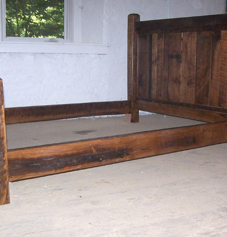 Rustic Bed Frame with Beveled Posts, Wood Bed Platform, Queen Bed Frame, Rustic Bed Platform, Farmhouse Furniture, Reclaimed Barn Wood Bed