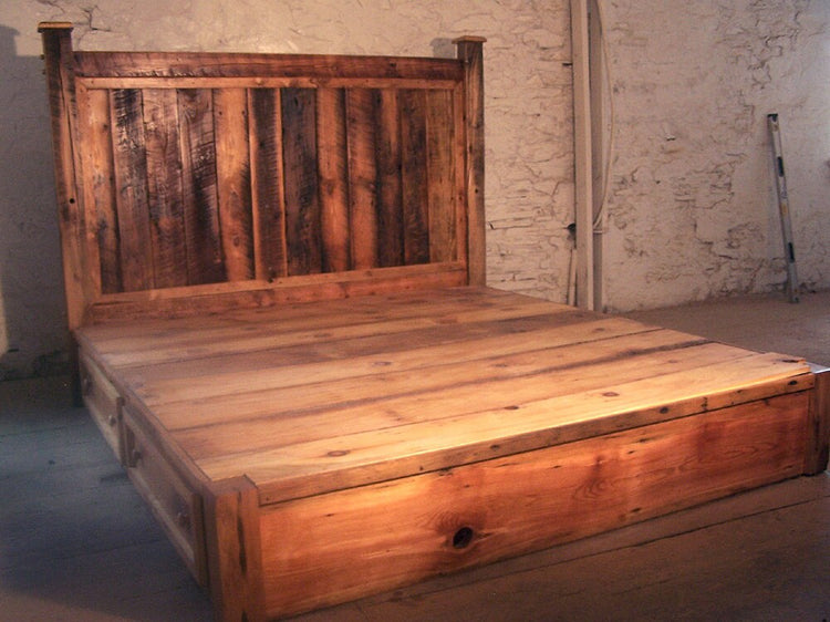 FREE SHIPPING - Bed Frame, Platform Bed, Bed With Storage Drawers, King Platform Bed, Storage Bed, Rustic Platform Bed, Modern Farmhouse Bed