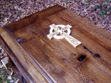 Wood Casket, Wood Coffin, Reclaimed Wood Casket, Celtic Casket, Barn Wood Coffin, Celtic Art, Cemetery Furniture, Hand Build Coffin Casket