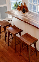 Mid Century Modern Walnut Counter Height Stool, Scandinavian Design Walnut Counter Stool, Counter Height Walnut Danish Modern Saddle Stool