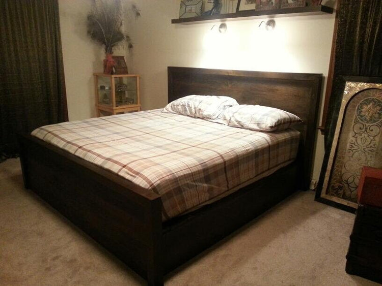 Platform Bed With Headboard, Wood Bed Frame With Drawers, Reclaimed Barnwood Bed Frame, Distressed King Bed Platform, Storage Platform Bed