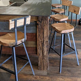 FREE SHIPPING- Swiveling Bar Stool With Back, Counter Stool, Scooped Seat Brewster, Tractor Seat Industrial Stool for commercial or home