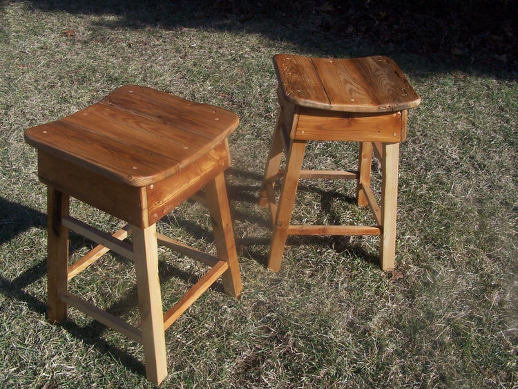FREE SHIPPING, Counter Height Stool, Wood Saddle Stools, Wood Bar Stools, Pub Stools, Rustic Backless Stools, Eco-Friendly Reclaimed Wood