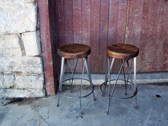 Counter Height Stool, Counter Stools, Industrial Bar Stools, Rustic Bar Stools /ICE CREAM/ Reclaimed Wood Stool, Modern Farmhouse Stools