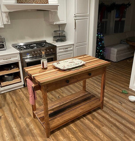 Kitchen Island, Butcher Block Island, Butcher Block Kitchen Table, Wood Cutting Island, Reclaimed Wood Kitchen Island, Rustic Island Table
