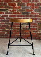 FREE SHIPPING - Twisted Wrought Iron Leg Bar Stool, Modern Bar Stool, Industrial Tripod Bar Stool, Backless Bar Stool, Reclaimed Wood Stool