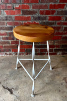 FREE SHIPPING - Twisted Wrought Iron Leg Bar Stool, Modern Bar Stool, Industrial Tripod Bar Stool, Backless Bar Stool, Reclaimed Wood Stool