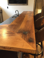 Custom Solid Reclaimed Oak Kitchen Island Countertop - Reclaimed Wood Oak Butcher Block Countertop - Handmade Kitchen Furniture And Decor