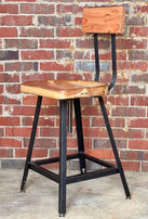 Adjustable Seat Height Swiveling Bar Stool, Scooped Seat Swivel Bar Stool With Back, Industrial Tractor Seat Bar Stool, Counter Height Stool