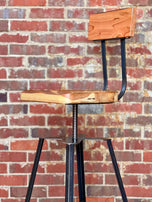 Adjustable Seat Height Swiveling Bar Stool, Scooped Seat Swivel Bar Stool With Back, Industrial Tractor Seat Bar Stool, Counter Height Stool