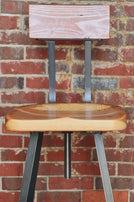 Adjustable Seat Height Swiveling Bar Stool, Scooped Seat Swivel Bar Stool With Back, Industrial Tractor Seat Bar Stool, Counter Height Stool