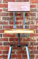 Adjustable Seat Height Swiveling Bar Stool, Scooped Seat Swivel Bar Stool With Back, Industrial Tractor Seat Bar Stool, Counter Height Stool