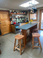 Oak Barstool, Counter Height Stool, Reclaimed Wood Tractor Seat Stool, Backless Bar Stool, Scooped Seat Kitchen Stool