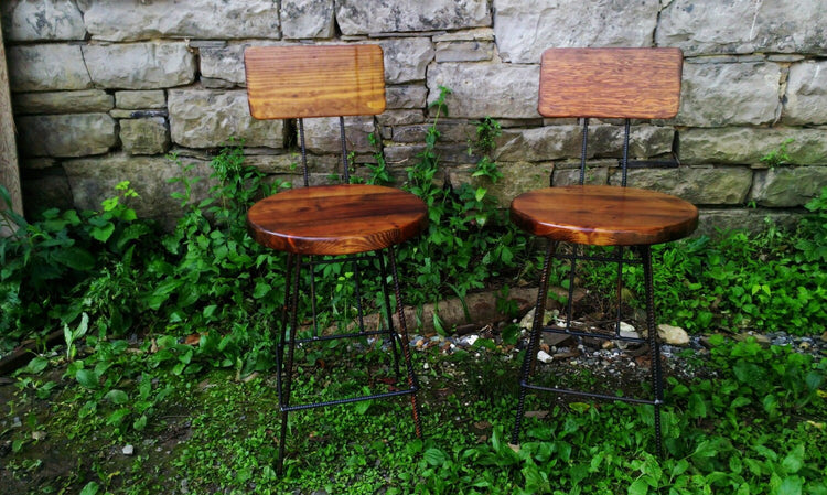 FREE SHIPPING - Extra Large Bar Stools With Back, Counter Height Stools, Farmhouse Stools, Restaurant Bar Stools, Industrial Rebar Bar Stool