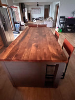 Custom Solid Reclaimed Oak Kitchen Island Countertop - Reclaimed Wood Oak Butcher Block Countertop - Handmade Kitchen Furniture And Decor