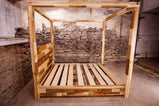 Four poster platform bed - Canopy for house bed & headboard - Reclaimed cabana bed in full king queen