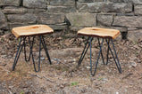 Live Edge Stool, Slab Stool, Wood Hairpin Stool, Solid Wood Stool, Hand Crafted Stool, Mid Century Modern