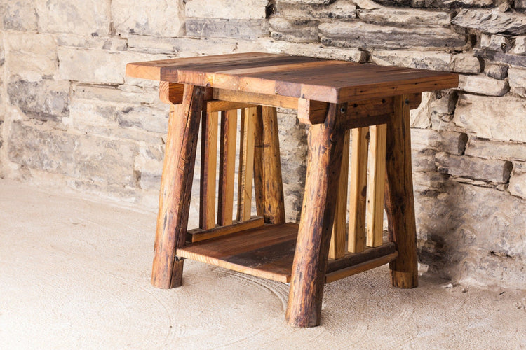 Reclaimed Wood End Table, Log Furniture, Log End Table, Space-Saving Console Table, Wood Side Table, Log TV Stand, Rustic Coffee Table