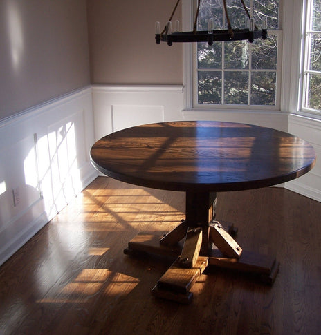Round Dining Table, Pedestal Dining Table, Hardwood Table, Antique Dining Table, Farm Table, Oak Dining Table, Rustic Table, Nostalgic Decor