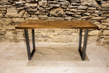 Reclaimed wood table - Dining table with industrial design - THE RAPPAHANNOCK - Wood trestle dining table / desk with metal legs