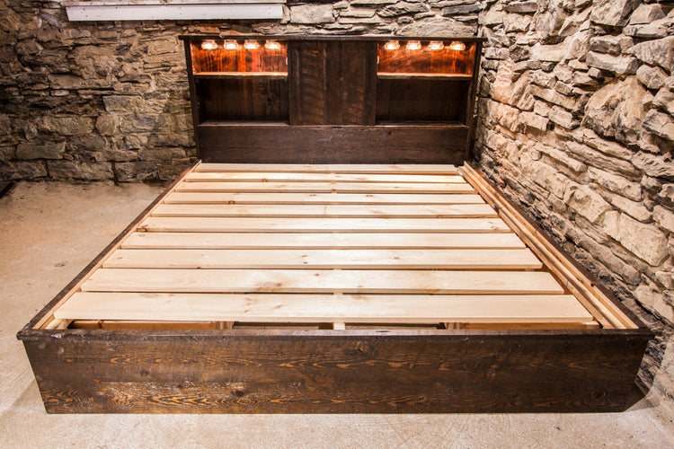 King Platform Bed, Rustic Platform Bed, Wood Bed Frame, Queen Bed Platform, Headboard King, Drawers Bed Frame, Log Platform Bed, Lodge Bed
