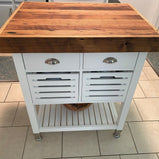 Custom Wormy Chestnut Island Kitchen - Reclaimed Wooden Butcher Block Countertop - Kitchen Solid Wood Counter Top