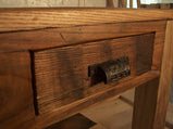 Rustic Parsons Style End Tables with Drawer, Shelf and Vintage Pulls