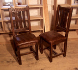 Dining Chair, Wood Cushion Chair, Rustic Chair, Solid Wood And Leather Chair, Oak Chair, Wooden Chair.