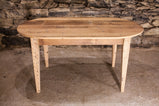 Oval wood dining table with antique mid century design. Oval kitchen table made of reclaimed wood