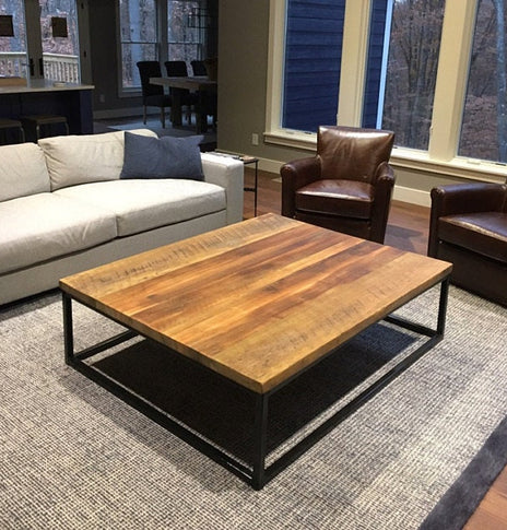 FREE SHIPPING Square coffee table extra large - Wood coffee table rustic modern - Reclaimed wood coffee table