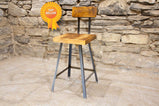 Bar stool with back counter height - THE BREWSTER- Counter stool with back industrial - Rustic modern bar stool reclaimed seat