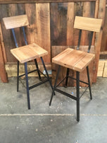 Bar stool with back counter height - THE BREWSTER- Counter stool with back industrial - Rustic modern bar stool reclaimed seat