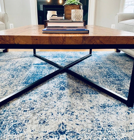 Large Coffee Table, Custom Coffee Table, Wood And Metal Industrial Table, Reclaimed Wood Table, CAMPBELL, Rustic Table, Oversized Boho Table
