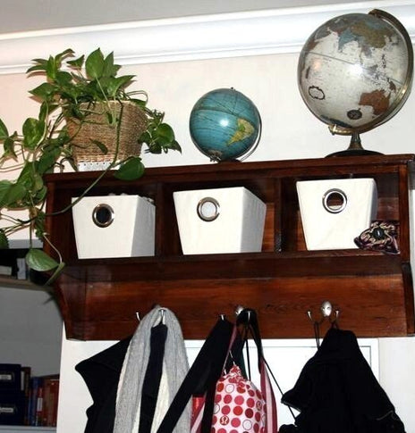 Coat Rack With Cubbies, Wood Cubby Shelf, Oak Coat Rack, Hooks Rack Wood, Entryway Cubby, Wood Shelf Oak, Rustic Shelving