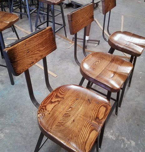 Reclaimed Wood Scooped Seat Bar Stools, Bar Stools Counter Height, Brewster Bar Stools, Farmhouse Bar Stools, Industrial Counter Stools,