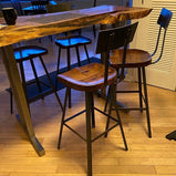 FREE SHIPPING -- Scooped Seat Bar Stools With Backs, Counter Height Stools, Brew Haus Industrial Bar Stools, Reclaimed Wood Bar Stools