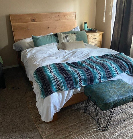 Reclaimed Wood SLANT BACK Platform Bed, Farmhouse Bed Frame, King Bed Frame, Queen Bed Frame And Headboard, Custom Reclaimed Wood Bed Frame