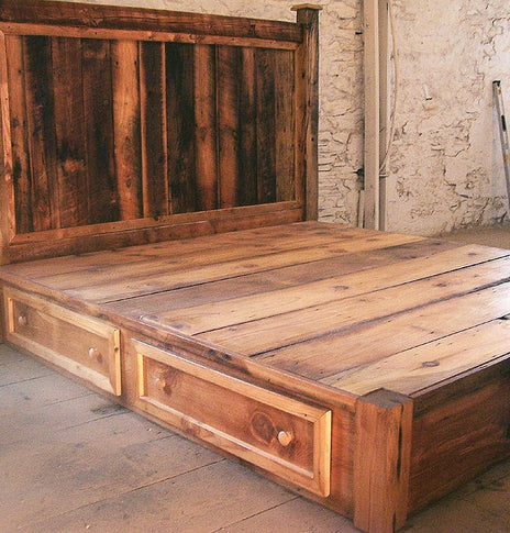 FREE SHIPPING - Bed Frame, Platform Bed, Bed With Storage Drawers, King Platform Bed, Storage Bed, Rustic Platform Bed, Modern Farmhouse Bed