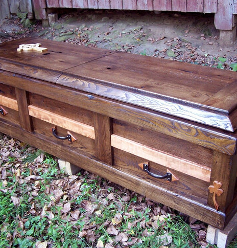 Wood Casket, Wood Coffin, Reclaimed Wood Casket, Celtic Casket, Barn Wood Coffin, Celtic Art, Cemetery Furniture, Hand Build Coffin Casket