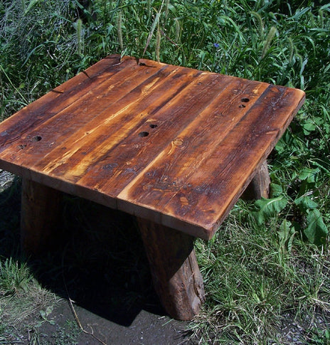 Rustic Coffee Table, Square Wood Table, Modern Farmhouse Coffee Table, Bohemian Home Decor, Hand Hewn Table, Pine Coffee Table, Handmade