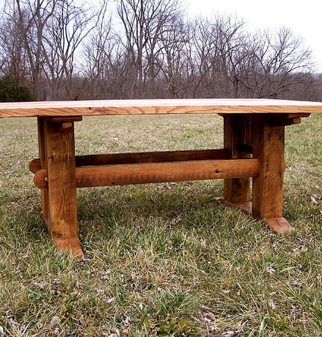 Oak Trestle Table, Antique Style, Wooden Dining Table, Mission Style Table, Farmhouse Table, Solid Kitchen Table, Hand Crafted Hardwood
