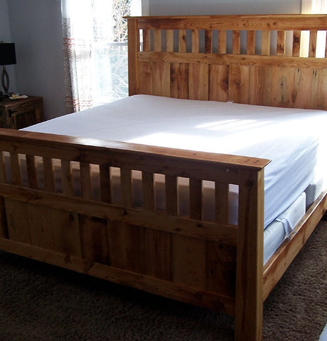 Mission Style Bed Frame, Reclaimed Wooden Bed, Heart Pine Bed Frame, Bedroom Furniture, Country Home Decor, Farmhouse Bed, Antique Wood Bed