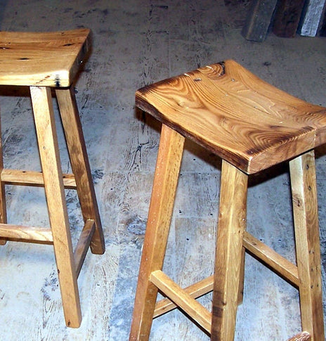 FREE SHIPPING - Counter stool wood counter height - Saddle counter stool bar height - Reclaimed wood bar stool counter height