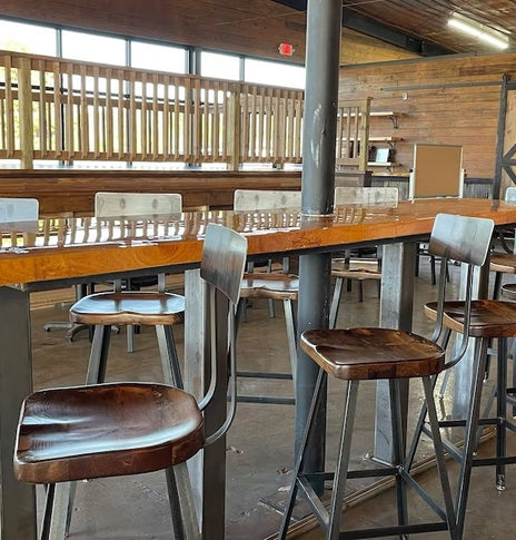 Set Of 4, Scooped Seat Brew Haus, Bar Stools With Backs, Counter Stools, Industrial Bar Stools, Reclaimed Stools, Classy Modern Barstool