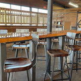 FREE SHIPPING -- Scooped Seat Bar Stools With Backs, Counter Height Stools, Brew Haus Industrial Bar Stools, Reclaimed Wood Bar Stools